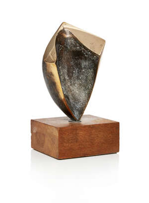 
	
		Margaret Lovell FRBS RWA, 
		British b.1939- 
		 
		Delphi, c.1968; 
		bronze with gilt...