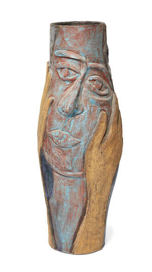 
	
		Eileen Cooper RA, 
		British b.1953 - 
		 
		In Two Minds, 1999; 
		 
		polychrome...
