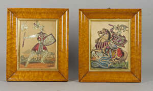 
	
		A near pair of Theatrical tinsel pictures of  Mr T P Cooke as Sir Roland the Constant and...