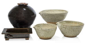 
	
		Trevor Corser (British 1938-2015), a rotund vase, 
		20th century, potters mark and St...