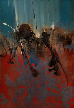 
	
		Denis Bowen, 
		South African/British 1921-2006 - 
		Red Crater I, 1994; 
		oil on canvas,...
