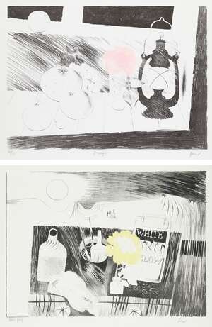 
	
		Mary Fedden, 
		British 1915-2012- 
		 
		Etching Table, 1972; 
		 
		lithograph in...
