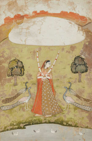 
	
		An illustration to a Ragamala painting, Bikaner, India, circa 1820, opaque pigments on...