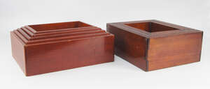 
	
		A set of four Japanese red lacquered stacking boxes, late 20th century, 15 x 36.5 x 39cm,...