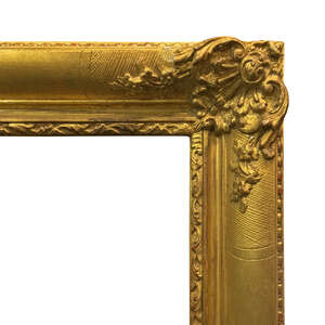 
	
		A Gilded Composition Convex Panel Frame, mid 20th century, with schematic leaf ogee...