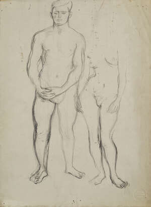 
	
		Barnett Freedman, 
		British 1901-1958- 
		 
		Male and Female Life Drawing Studies;...