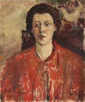 Dame Ethel Walker, British 1861-1951 - Portrait of a woman in red; oil on canvas, signed lower right 'Ethel Walker', 61.7 x 51.3 cm Provenance: with Abbot