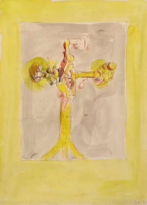 
	
		Graham Sutherland OM, 
		British 1903-1980 - 
		 
		Study for Thorn cross, 1971; 
		 
		