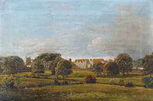 
	
		British School, 
		mid 19th century- 
		 
		View of Penshurst Place, Kent; 
		 
		