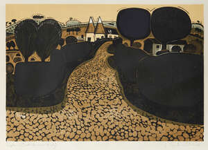
	
		Graham Clarke, 
		British b.1941- 
		 
		Sepham Oast Houses, 1966-67;
		 
		linocut...