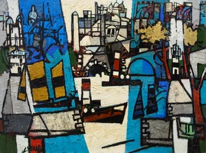 Claude Venard,&nbsp;French 1913-1999 -&nbsp;La Ville, c.1960;&nbsp;oil on canvas, signed lower left 'C. Venard' and...