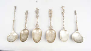 
	
		A Dutch 18th century style apostle spoon, with Dutch lion hallmark and French swan...