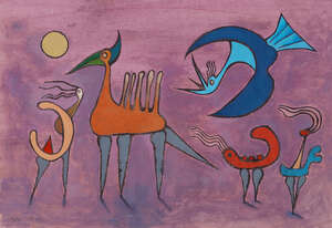 
	
		Desmond Morris,
		British b.1928- 
		 
		Play is Serious; 
		 
		mixed media on...