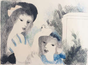 Marie Laurencin, 
		French 18831956- 
		 
		Les enfants du château, 1930; 
		 
		llthograph in colours on wove, signed in pencil, plate 28 x 38.5cm (fr
