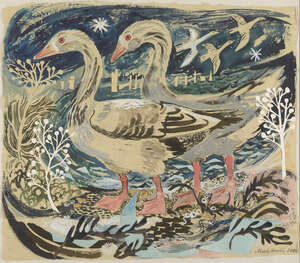 
	
		Mark Hearld, 
		British b.1974 - 
		 
		Two geese, 2008; 
		 
		watercolour, gouache,...