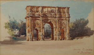 
	
		Stefano Donadoni, Italian 1844-1911- Arco di Constantino; watercolour, signed and titled,...