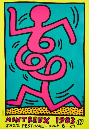 
	
		Keith Haring,
		American 1958-1990-
		 
		Montreaux Jazz Festival Poster (Yellow),...
