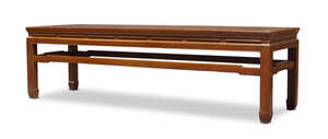 
	
		A large Chinese stained wood rectangular low table, early 20th century, with pierced...