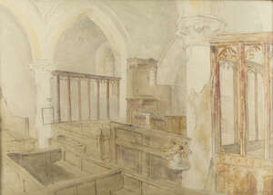 
	
		Michael Gordon Brockway NEAC,
		British b. 1919-
		 
		Inglesham Church;
		 
		ink...