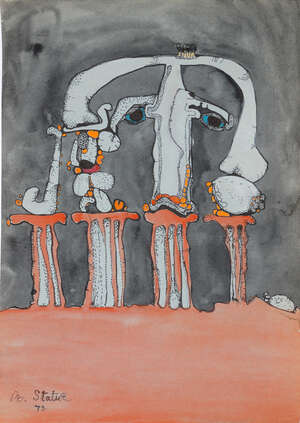 
	
		RTODesmond Morris, 
		British b.1928- 
		 
		Statue; 
		 
		ink and watercolour on...
