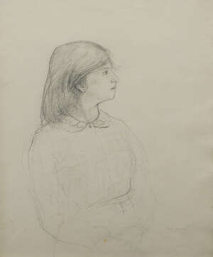 
	
		John Sergeant, British 1937-2010- A Girl; pencil on wove paper, signed, 32.8 x 27.2cm...