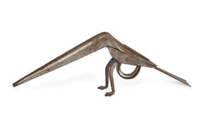 
	
		A pair of steel Qajar scissors in the form of a bird, Iran, 19th century, the blades in...