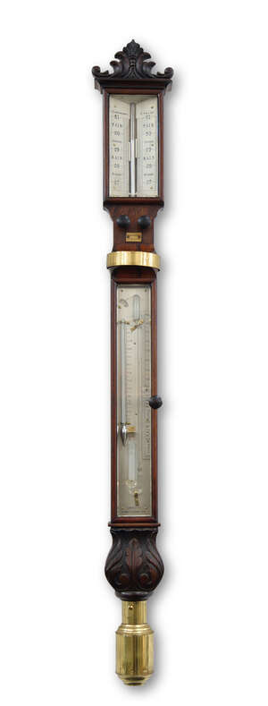 
	
		A Frodsham & Keen rosewood stick barometer, 19th century, probably for marine use, with...