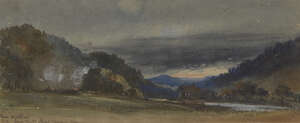 Arthur Algemon Capell, 6th Earl Essex, 
		British 1803-1892- 
		 
		Near Wildbad, Germany, June 1850, Charcoal Burning; 
		 
		watercolour, inscribed an