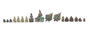 
	
		A collection of Eastern bronze, 18th-20th century, to include a miniature seated figure...