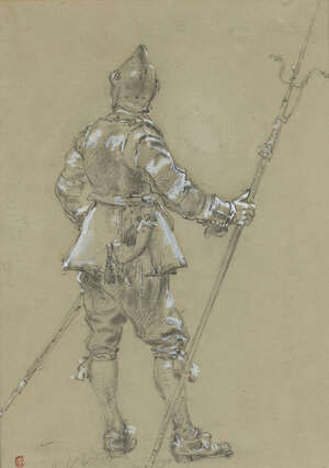 
	
		Ernest Crofts, RA, 
		 
		British 1847-1911- 
		 
		Study of a warrior; 
		 
		