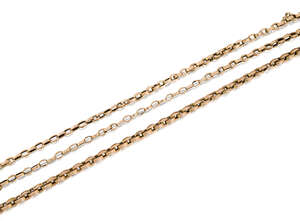 
	
		A 19th century gold neckchain and watch chain, each of square section belcher-link...