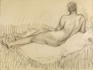 
	
		Theophile Alexandre Steinlen,
		Swiss/French 1859-1923-
		 
		Nu de dos allongé, (Nude...