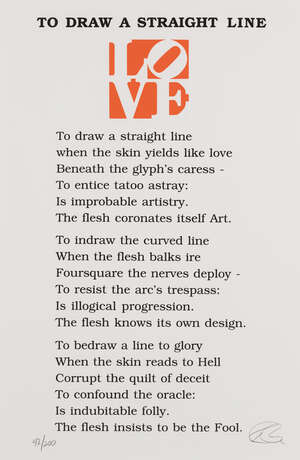 
	
		Robert Indiana, 
		American 1928-2018- 
		 
		To Draw A Straight Line, 1996;
		