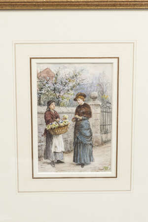 
	
		George Goodwin Kilburne RI RBA, 
		British 1839-1924- 
		 
		The Flower...