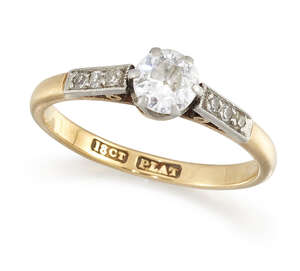 
	
		A diamond single stone ring, the old brilliant-cut diamond in claw mount to single-cut...