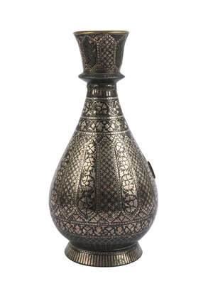 
	
		A bidriware vase, Deccan, India, late 18th century, of baluster form, on a short...
