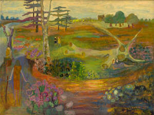 
	
		Ruth Burden, 
		British 1925-2011 - 
		Country Day; 
		oil on canvas, signed and...