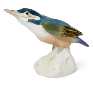 
	
		A Meissen porcelain model of a Kingfisher, after a model by Paul Walther, c.1956, blue...
