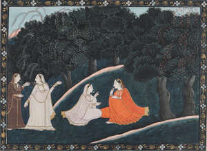 
	
		An Illustration to a Gita Govinda Series: Radha advised by her friends, Guler, Pahari...