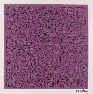 Keith Haring, American 1958-1990,
Untitled (pink); serigraph in colours on wove, signed in the...