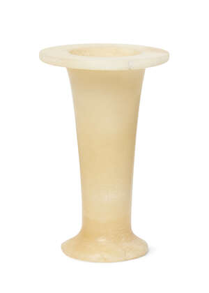 
	
		An Egyptian alabaster cylindrical vase with large base and lip, New Kingdom, 18th Dynast