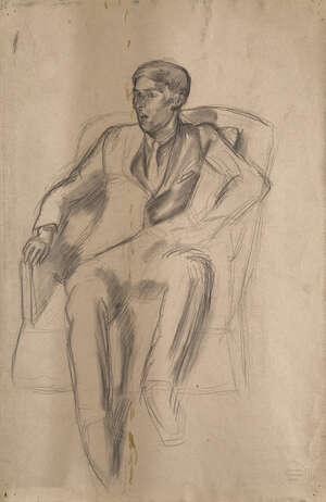
	
		Barnett Freedman, 
		British 1901-1958- 
		 
		Seated Man; 
		 
		pencil on paper,...