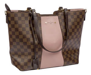 
	
		A Louis Vuitton Jersey Damier Ebene Magnolia shoulder tote, designed with distinctive...