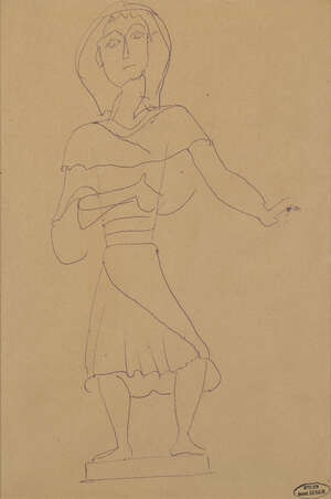 
	
		Andre Derain, 
		French 1880-1954- 
		 
		Egyptienne; 
		 
		ink on paper, stamped...