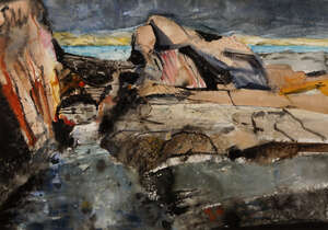 
	
		Marian Leven RSA, 
		Scottish b.1944- 
		 
		Camas, 1996; 
		 
		watercolour and ink,...