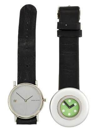 
	
		A stainless steel quartz wristwatch by Georg Jensen, the grey circular dial with sweep...