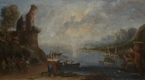 
	
		Giueseppe Mottola, 
		Italian, late 17th/early18th century- 
		 
		View of the Port...