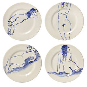 
	
		Tessa Newcomb, 
		British b.1955 - 
		 
		A suite of four blue and white glazed...