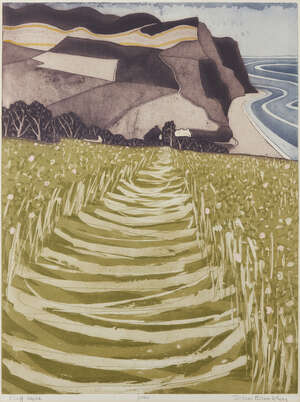 
	
		John Brunsdon RE, 
		British 1933-2014-
		 
		Framlingham Castle & Cliff...