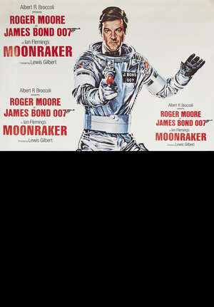 
	
		James Bond, Moonraker, 1979, 196 x137cm, together with a film programme for Octopussy and...